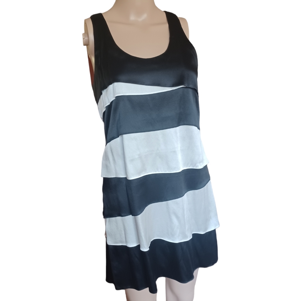 Karlie Womens Sleeveless Silk Pencil Sheath Dress Ruffled Tiers Size Small - Picture 7 of 10